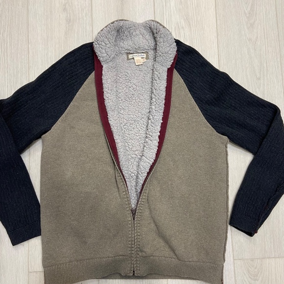 Carbon 2 Cobalt Sweater Men's Medium Sherpa Fleece Lined Full Zip Beige Gray - Picture 1 of 12